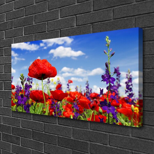 Tablou pe panza canvas Flori Natura Roșu Albastru Verde Violet