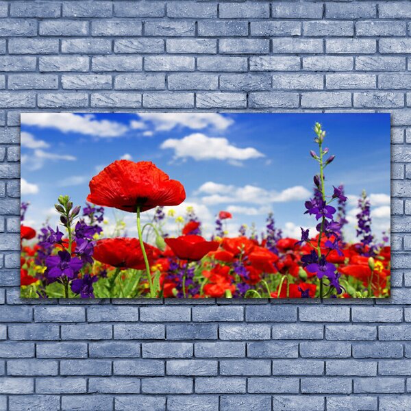 Tablou pe panza canvas Flori Natura Roșu Albastru Verde Violet