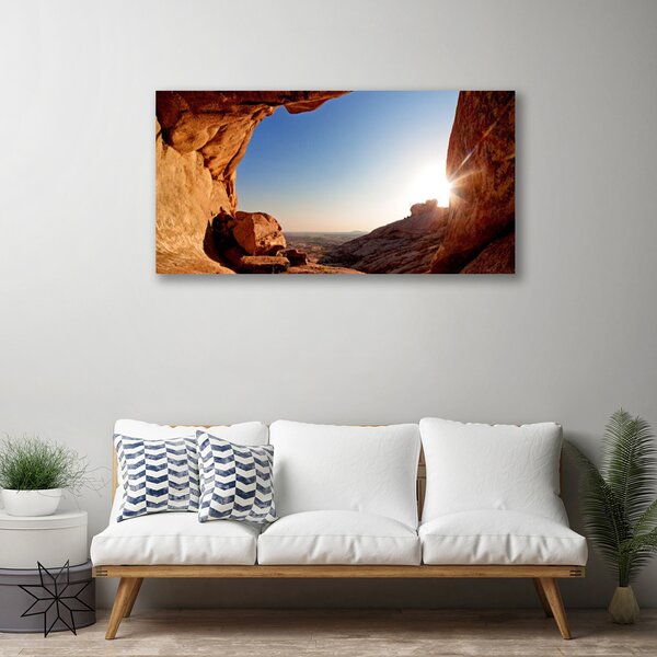 Tablou pe panza canvas Rock Sun Peisaj Maro Albastru