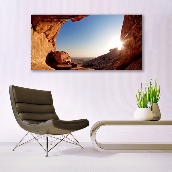Tablou pe panza canvas Rock Sun Peisaj Maro Albastru