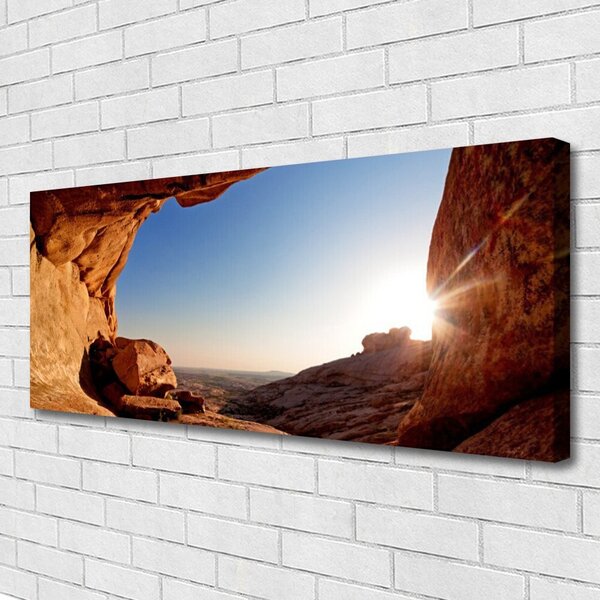 Tablou pe panza canvas Rock Sun Peisaj Maro Albastru