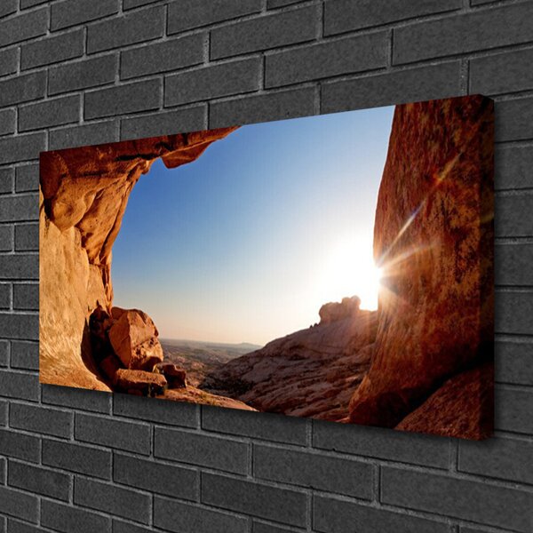 Tablou pe panza canvas Rock Sun Peisaj Maro Albastru