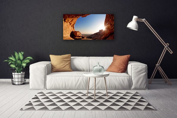 Tablou pe panza canvas Rock Sun Peisaj Maro Albastru