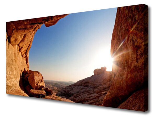 Tablou pe panza canvas Rock Sun Peisaj Maro Albastru