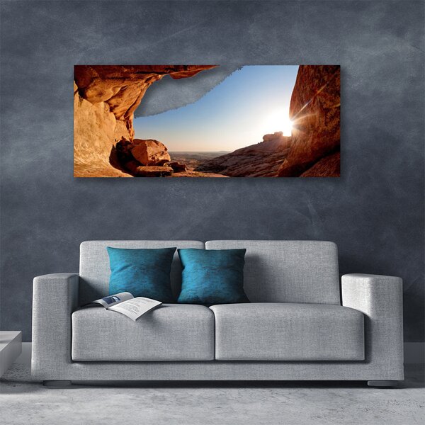 Tablou pe panza canvas Rock Sun Peisaj Maro Albastru