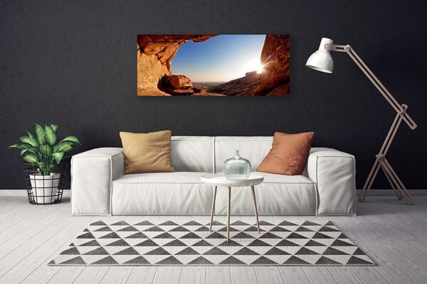 Tablou pe panza canvas Rock Sun Peisaj Maro Albastru