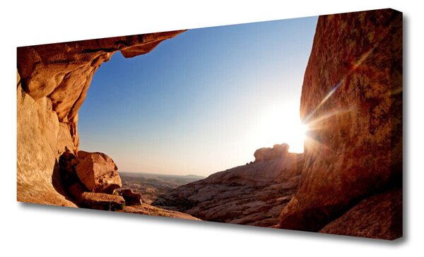 Tablou pe panza canvas Rock Sun Peisaj Maro Albastru