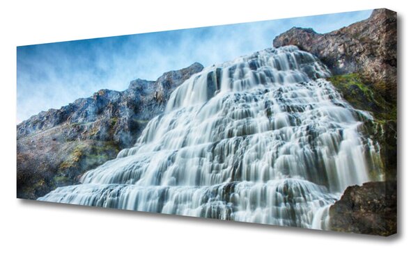 Tablou pe panza canvas Watterfall Natura Albastru Gri