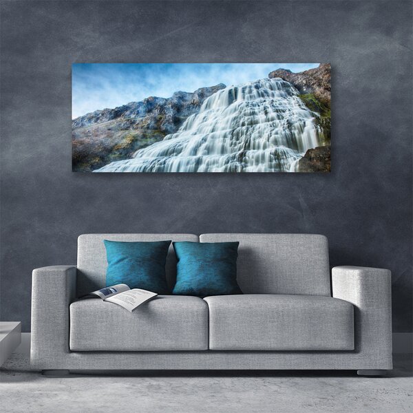 Tablou pe panza canvas Watterfall Natura Albastru Gri