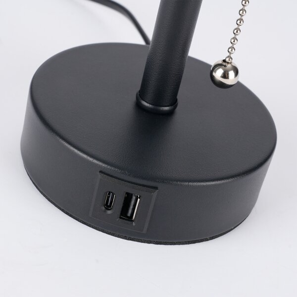 Brilagi - Lampă de masă cu port USB TABLON 1xE27/25W/230V negru/gri