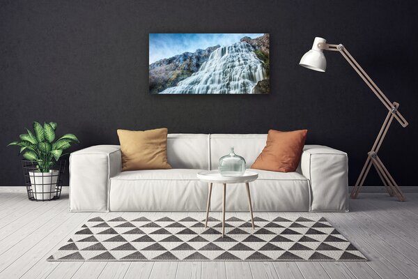 Tablou pe panza canvas Watterfall Natura Albastru Gri