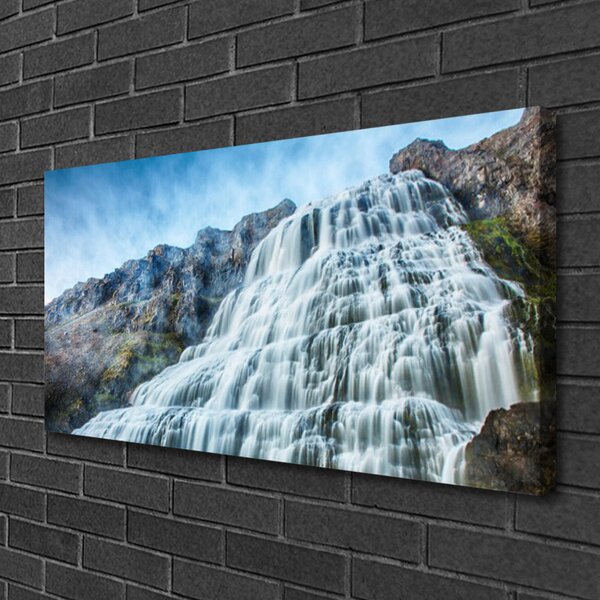 Tablou pe panza canvas Watterfall Natura Albastru Gri