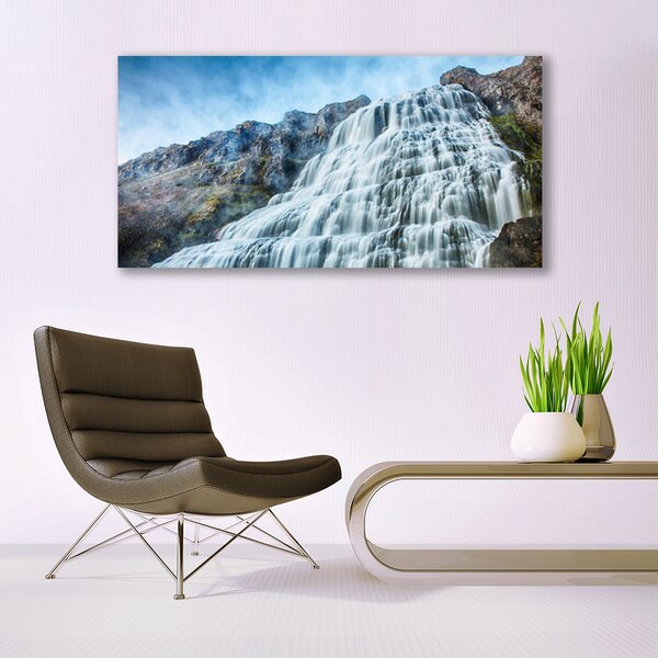 Tablou pe panza canvas Watterfall Natura Albastru Gri