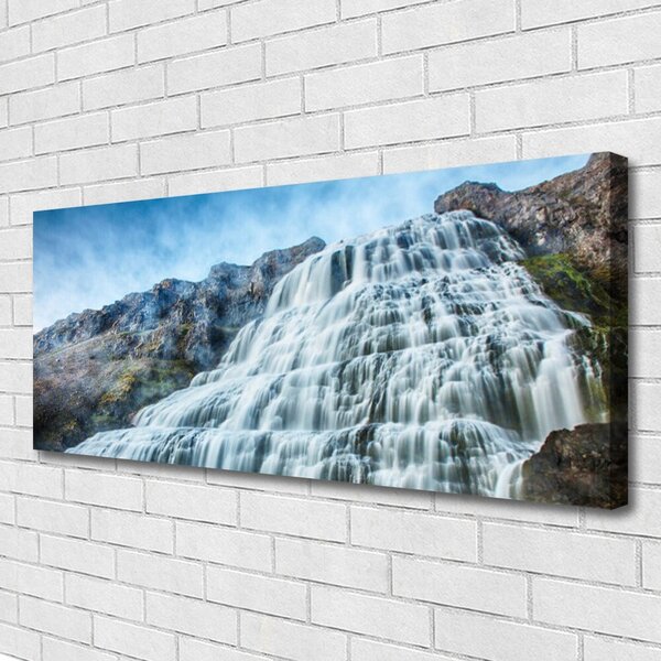 Tablou pe panza canvas Watterfall Natura Albastru Gri