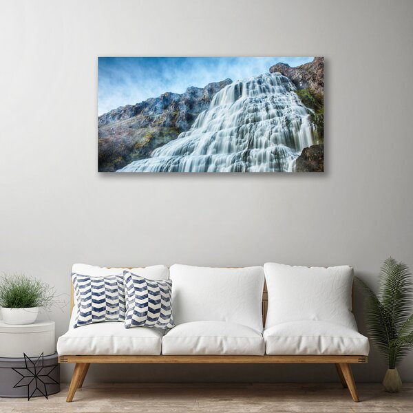 Tablou pe panza canvas Watterfall Natura Albastru Gri