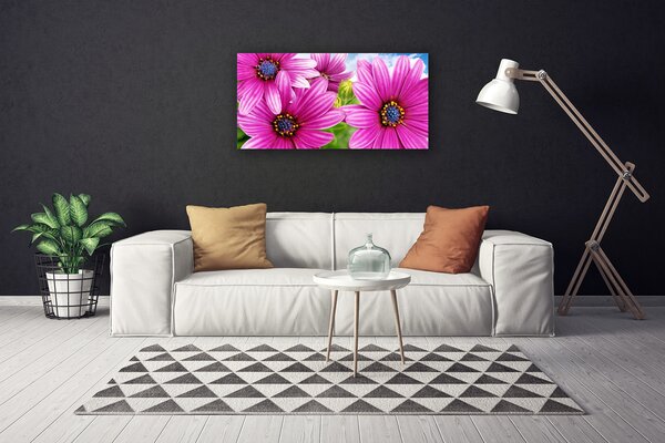 Tablou pe panza canvas Flori Floral Roz Galben Albastru