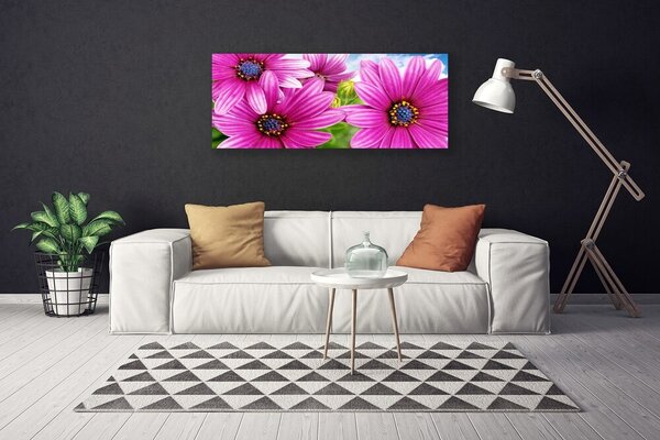 Tablou pe panza canvas Flori Floral Roz Galben Albastru