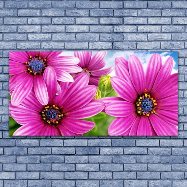 Tablou pe panza canvas Flori Floral Roz Galben Albastru