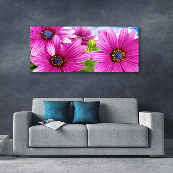 Tablou pe panza canvas Flori Floral Roz Galben Albastru