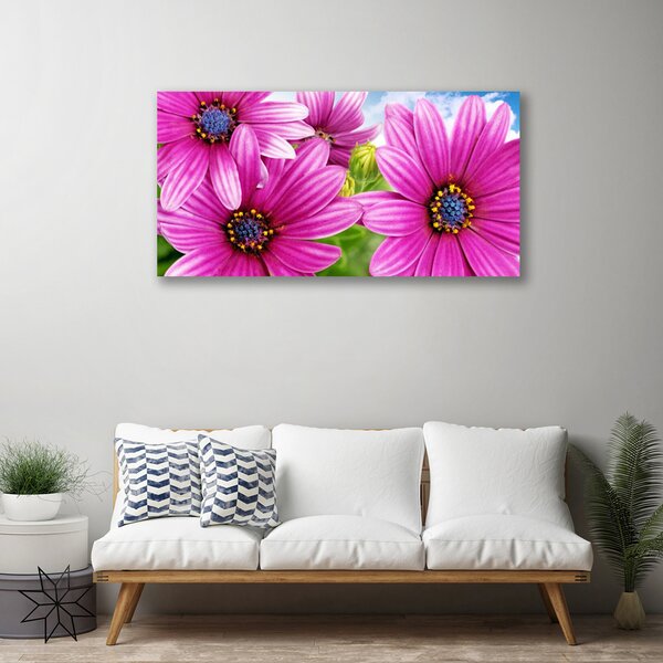 Tablou pe panza canvas Flori Floral Roz Galben Albastru