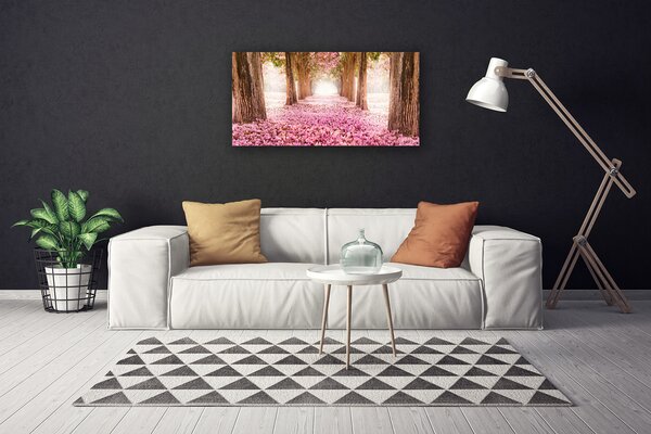 Tablou pe panza canvas Poteca copac Trunchiuri Natura Maro Roz