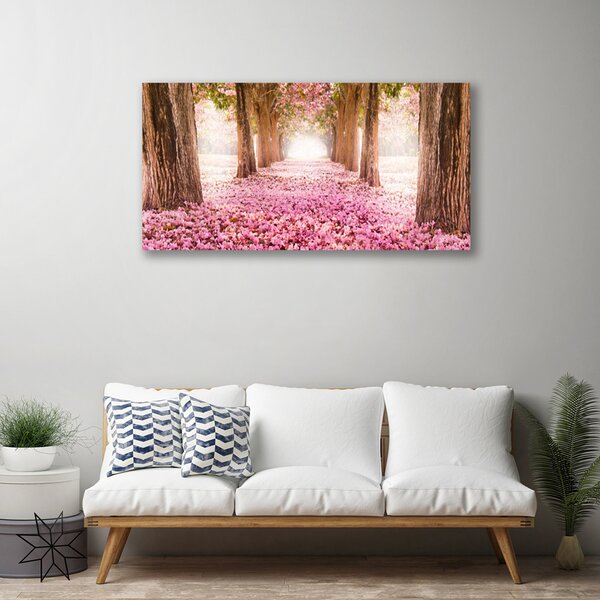 Tablou pe panza canvas Poteca copac Trunchiuri Natura Maro Roz