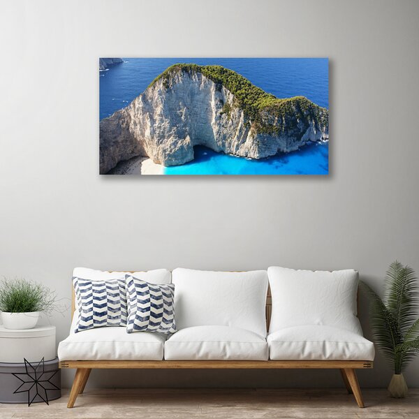 Tablou pe panza canvas Rocky Marea Peisaj Gri Verde Albastru