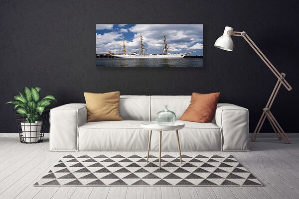 Tablou pe panza canvas Barca de apă Peisaj Albastru Alb