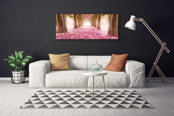 Tablou pe panza canvas Poteca copac Trunchiuri Natura Maro Roz