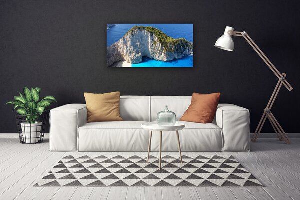 Tablou pe panza canvas Rocky Marea Peisaj Gri Verde Albastru