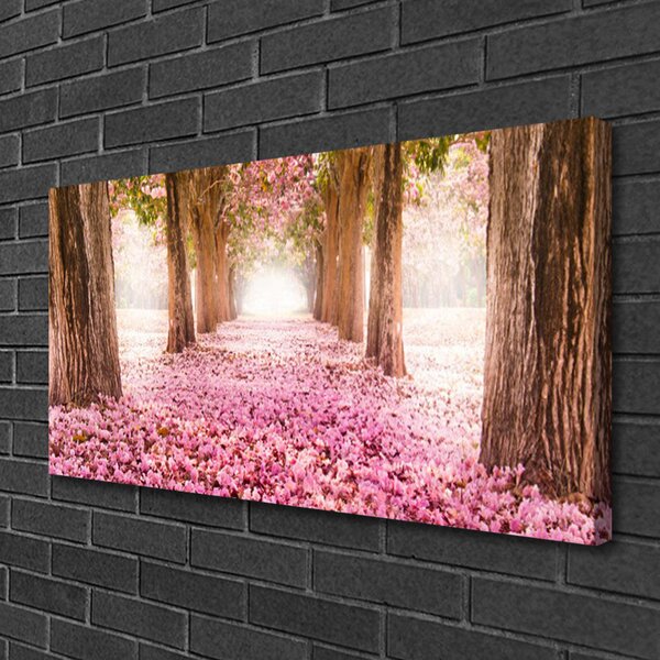 Tablou pe panza canvas Poteca copac Trunchiuri Natura Maro Roz