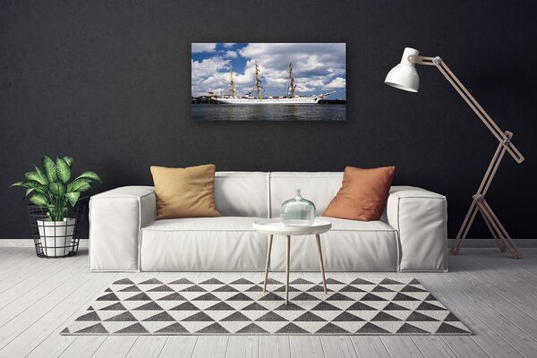 Tablou pe panza canvas Barca de apă Peisaj Albastru Alb