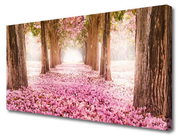 Tablou pe panza canvas Poteca copac Trunchiuri Natura Maro Roz