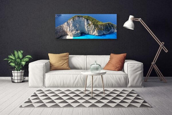 Tablou pe panza canvas Rocky Marea Peisaj Gri Verde Albastru