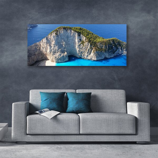 Tablou pe panza canvas Rocky Marea Peisaj Gri Verde Albastru