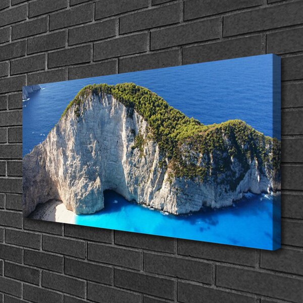 Tablou pe panza canvas Rocky Marea Peisaj Gri Verde Albastru