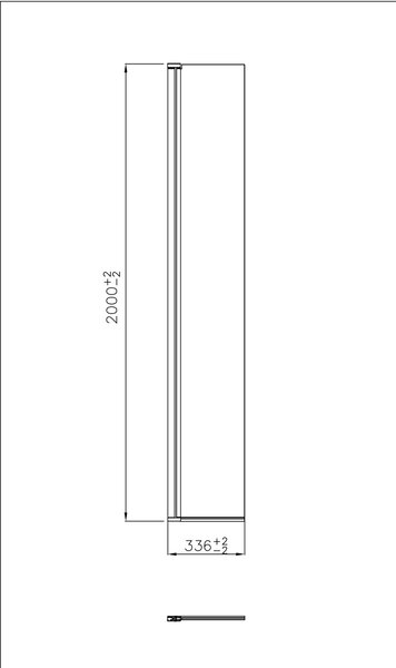 Cersanit Mille perete cabină de duș walk-in 30 cm negru mat/sticla transparentă S161-011