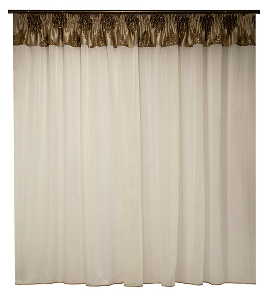 Perdea Velaria voal ivoire cu tafta baroc bej, 320x175 cm