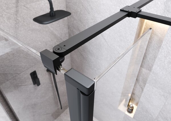 Cersanit Mille perete cabină de duș walk-in 30 cm negru mat/sticla transparentă S161-011