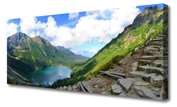 Tablou pe panza canvas Munții Peisaj Gri Verde Albastru