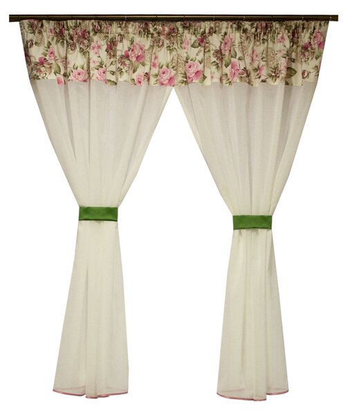 Perdea Velaria in ivoire cu flori, 250x155 cm