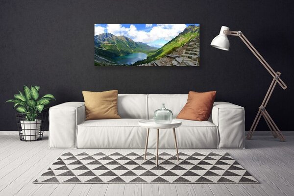 Tablou pe panza canvas Munții Peisaj Gri Verde Albastru