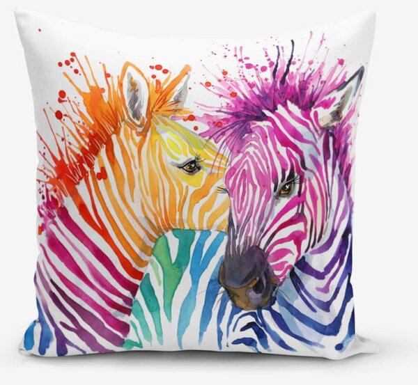 Față de pernă din amestec de bumbac Minimalist Cushion Covers Colorful Zebras , 45 x 45 cm