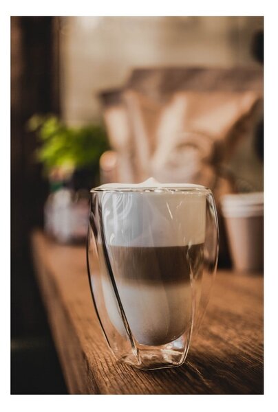 Set 2 pahare cu perete dublu Vialli Design Latte, 300 ml
