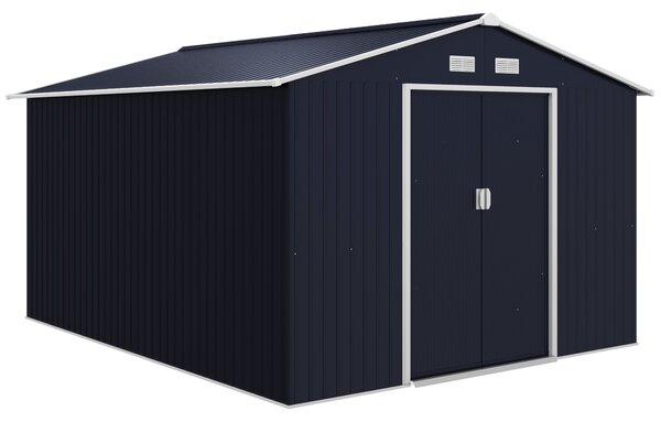 Magazie de Depozitare de 277x322x192cm din Metal pentru Unelte de Gradina cu Usi Glisante Duble, Gri Inchis Outsunny | Aosom RO
