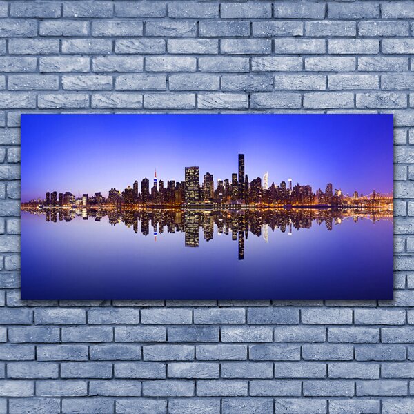 Tablou pe panza canvas Water City Case Albastru Maro Alb