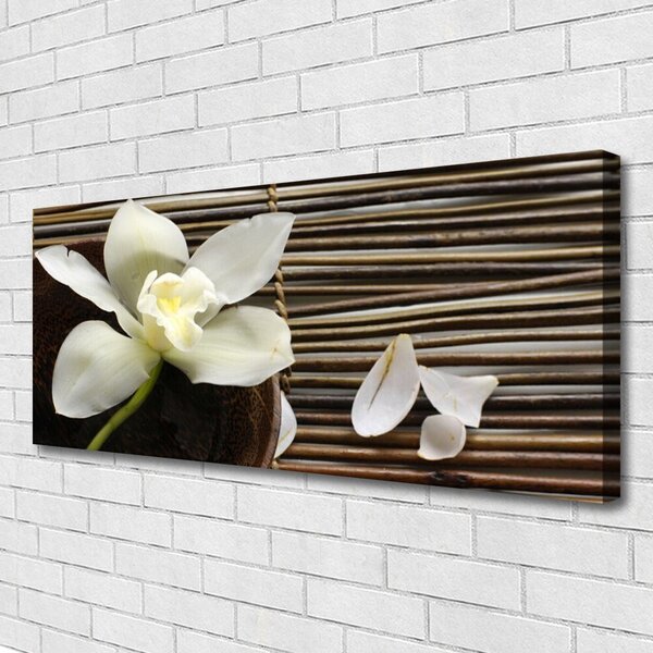 Tablou pe panza canvas Flower Floral Alb Brun Verde