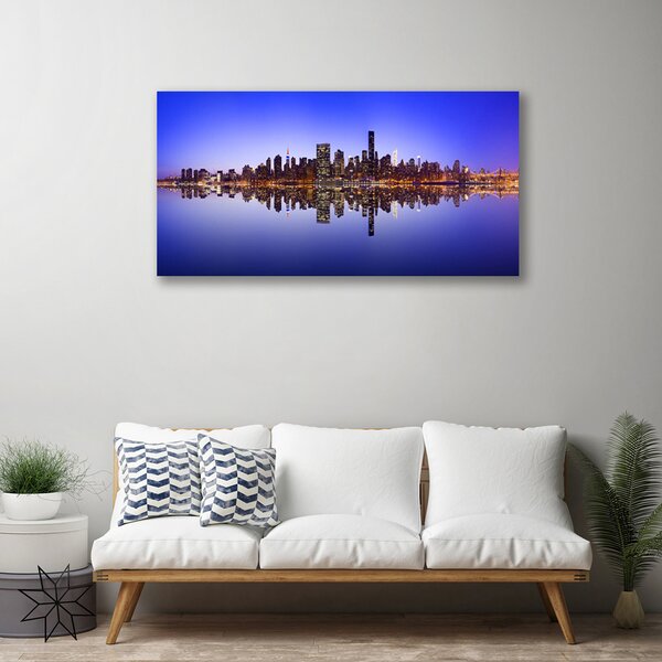 Tablou pe panza canvas Water City Case Albastru Maro Alb