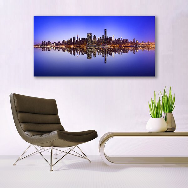 Tablou pe panza canvas Water City Case Albastru Maro Alb
