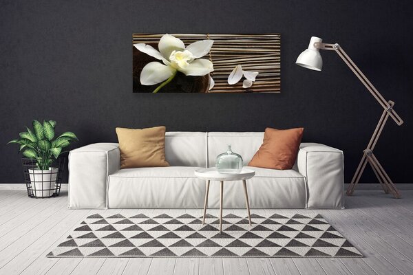 Tablou pe panza canvas Flower Floral Alb Brun Verde